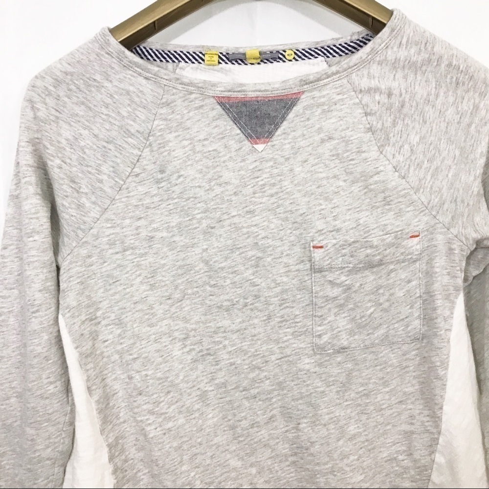 Little Yellow Button Top Hi Lo Striped Hem 3/4 Sleeve Shirt Anthropologie